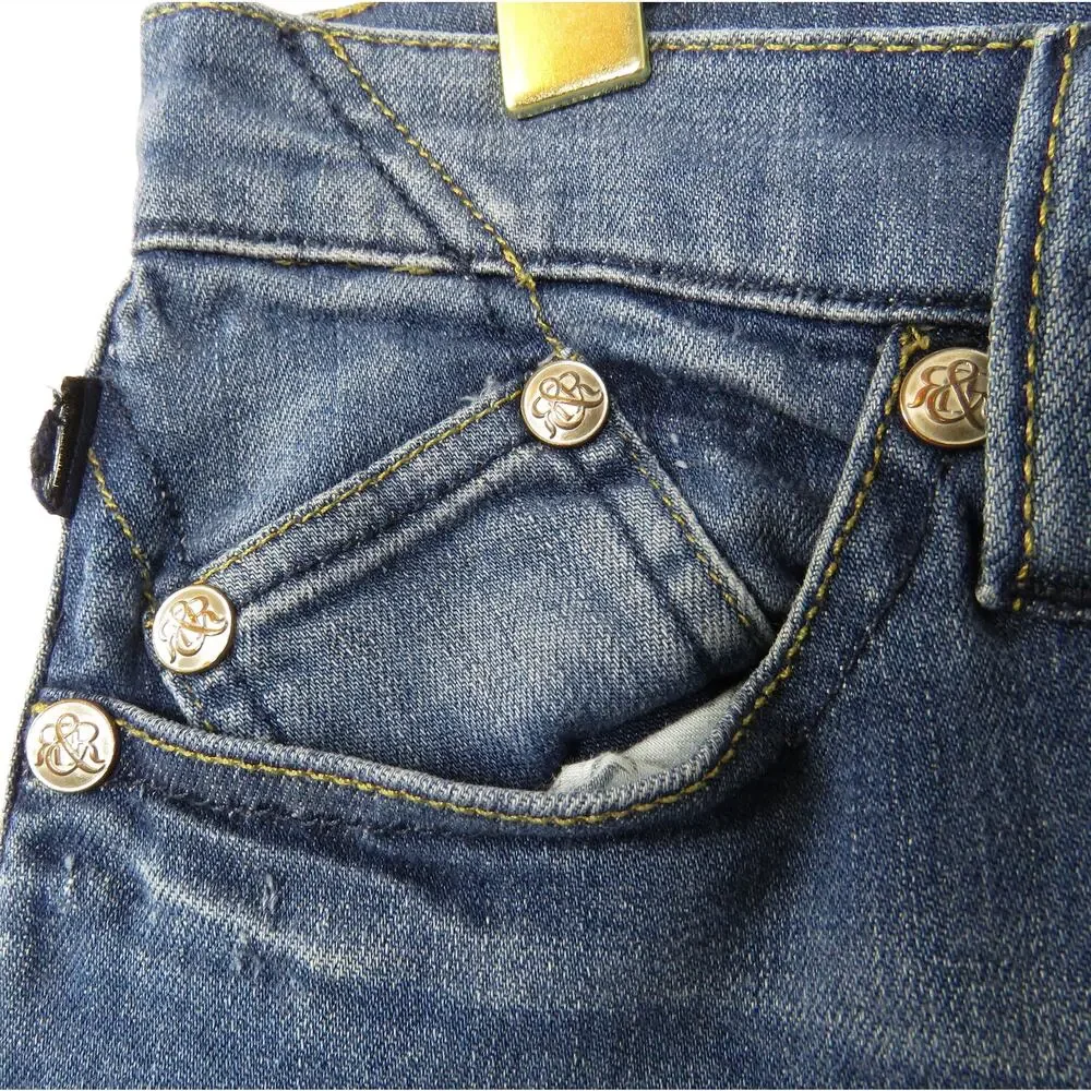 Y2k Vintage Rock & Republic Berlin Low Rise Straight Jeans Rhinestones 4 28" - Picture 5 of 9